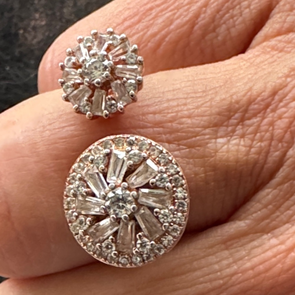 rose gold 925 Elegant White Crystal Starburst ring  - Women Jewelry